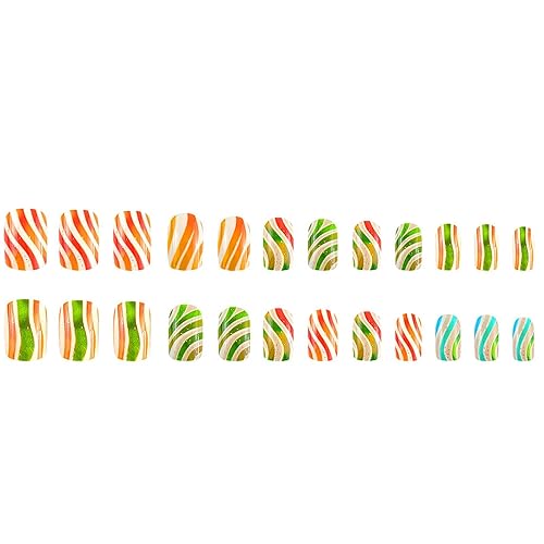 Miniatura 10 de Uñas postizas a presión, uñas postizas cortas de porcelana azul y blanca, uñas acrílicas de cobertura completa, uñas adhesivas brillantes, uñas