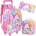 4PCS Kids Rolling Backpack for Girls - Unicorn
