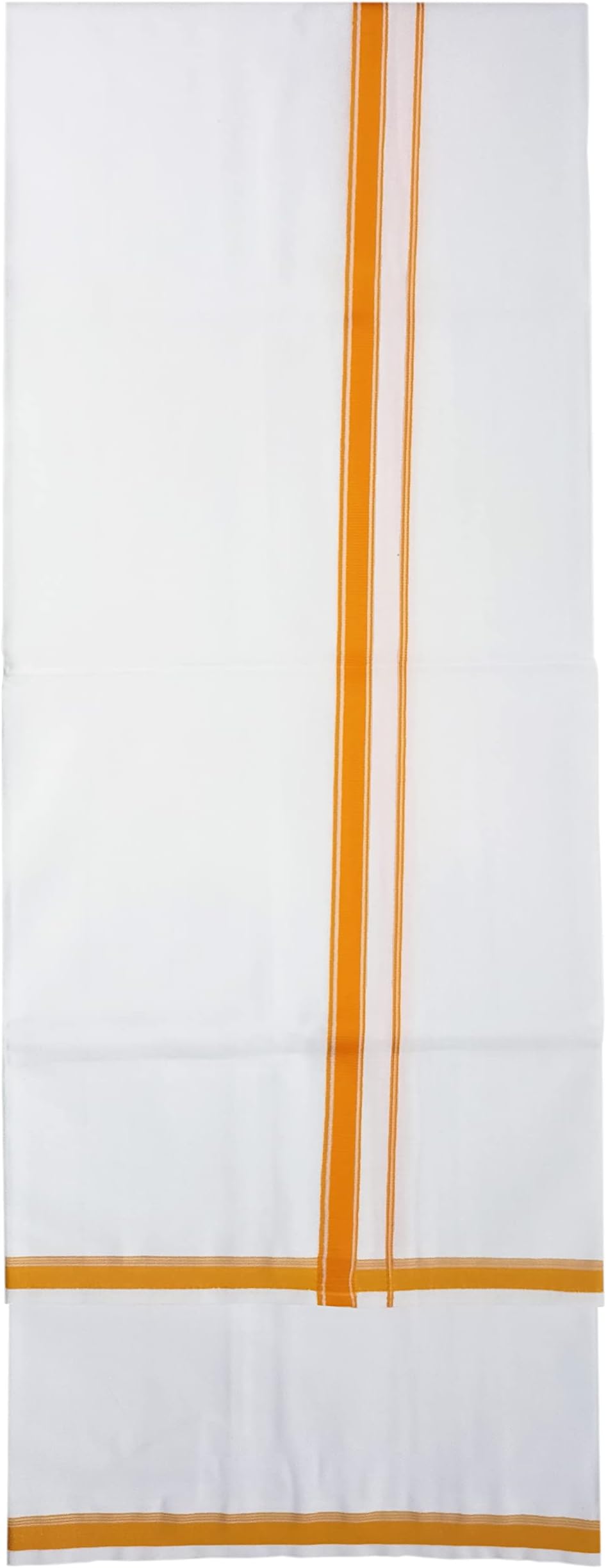 YETTALANMens Fancy Border Cotton Dhoti 2.00 Meters Pure White Mundu/Vesti