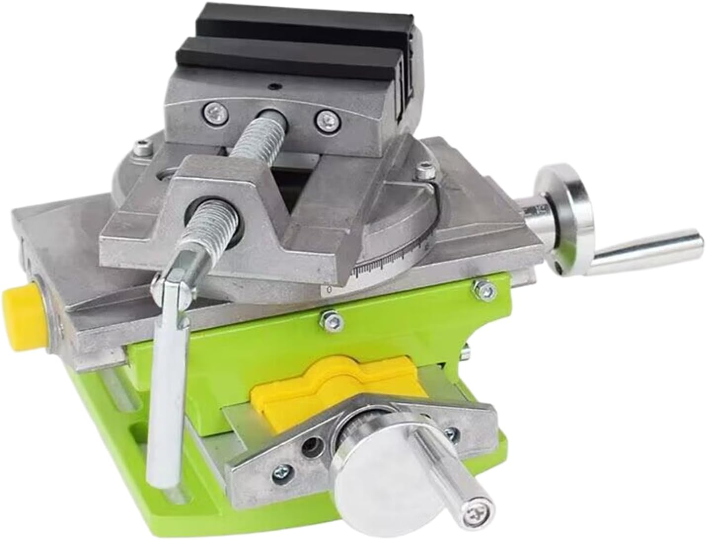 Drill Press Vise - Crosses Slide Milling Vise, Metal Milling Bench Clamp for Precise Positioning, Heavy-Duty Drilling Piece, Refined Knobs with Cast-Iron-Base, Woodworking Accessory for Millings