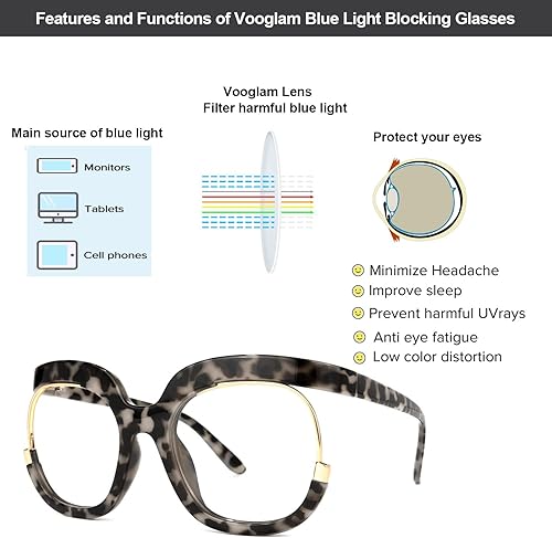 Miniatura 4 de VOOGLAM Fredia OX739865 - Marco de lentes cuadrados de gran tamaño con lente transparente para mujer