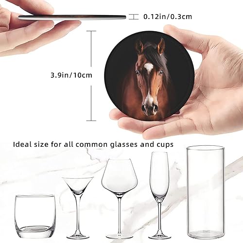 Miniatura 5 de Posavasos de cuero de caballo marrón para bebidas con soporte, juego de 6 posavasos de mesa para beber, sala de estar, cocina, decoración de café