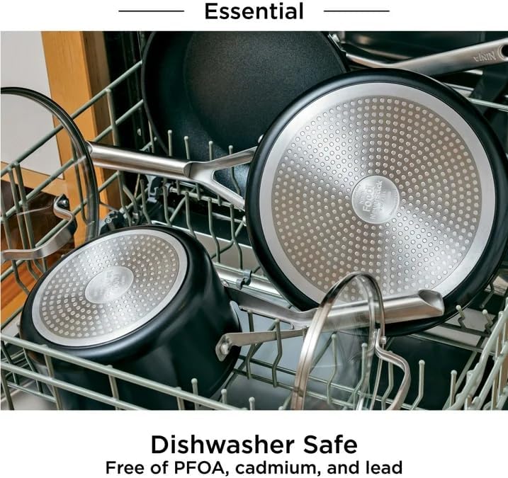 Miniatura 5 de Ninja NeverStick Essential - Juego de utensilios de cocina de 10 piezas, C19010 Ollas y sartenes antiadherentes duraderas, anodizadas duro, aptas