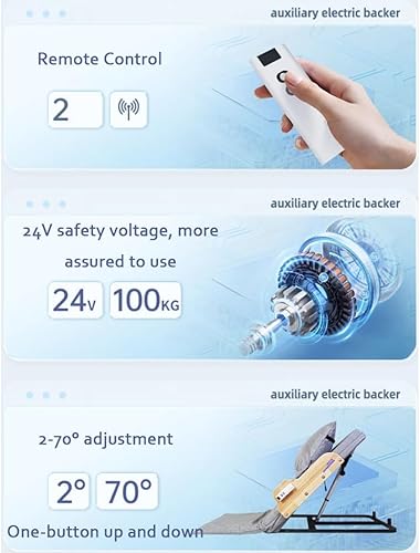 Miniatura 5 de Respaldo de cama eléctrico elevador de almohada médica portátil con control remoto y reposabrazos de madera, soporte de respaldo ajustable para