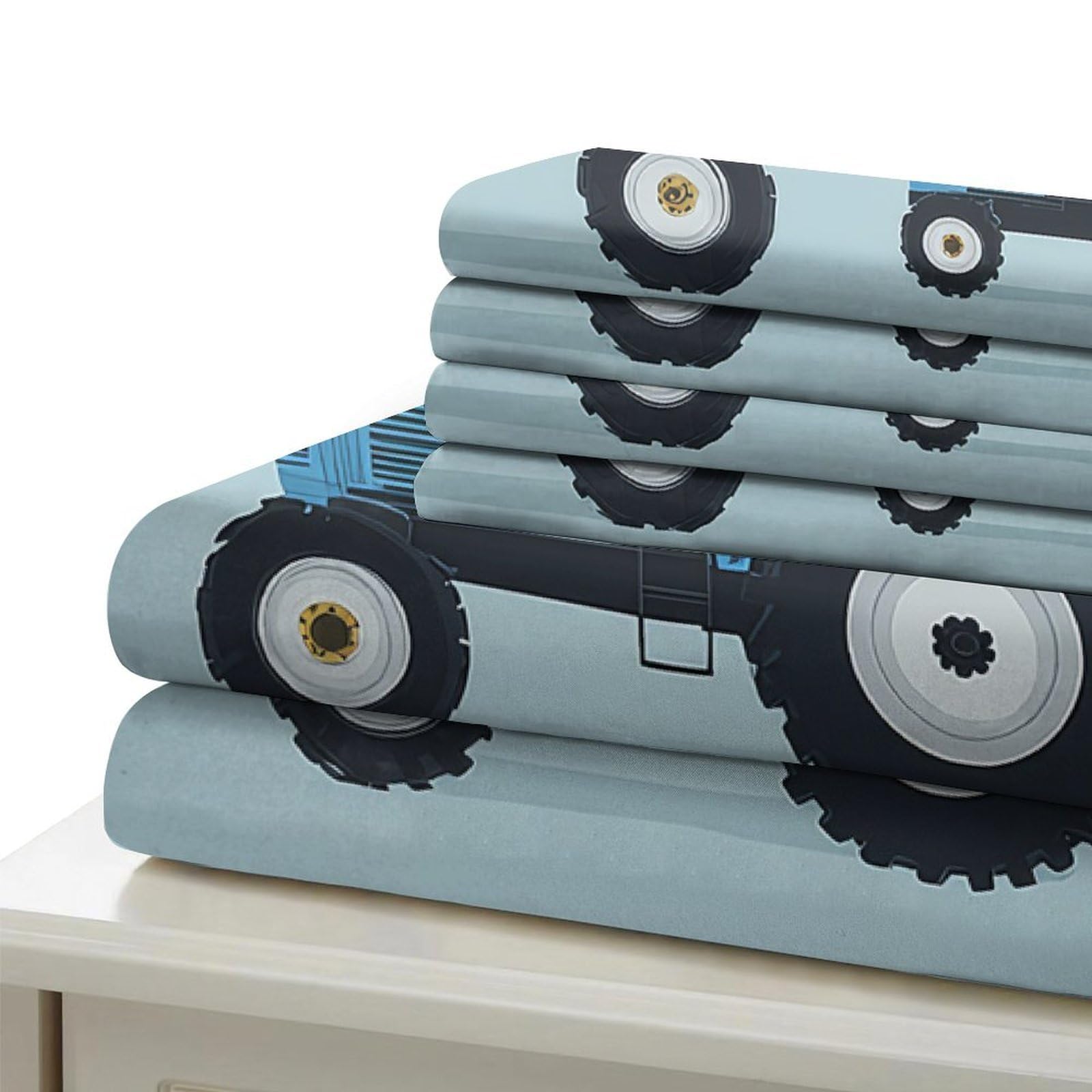 Kinder Traktor Bettwäsche Set Mikrofaser Blau Design