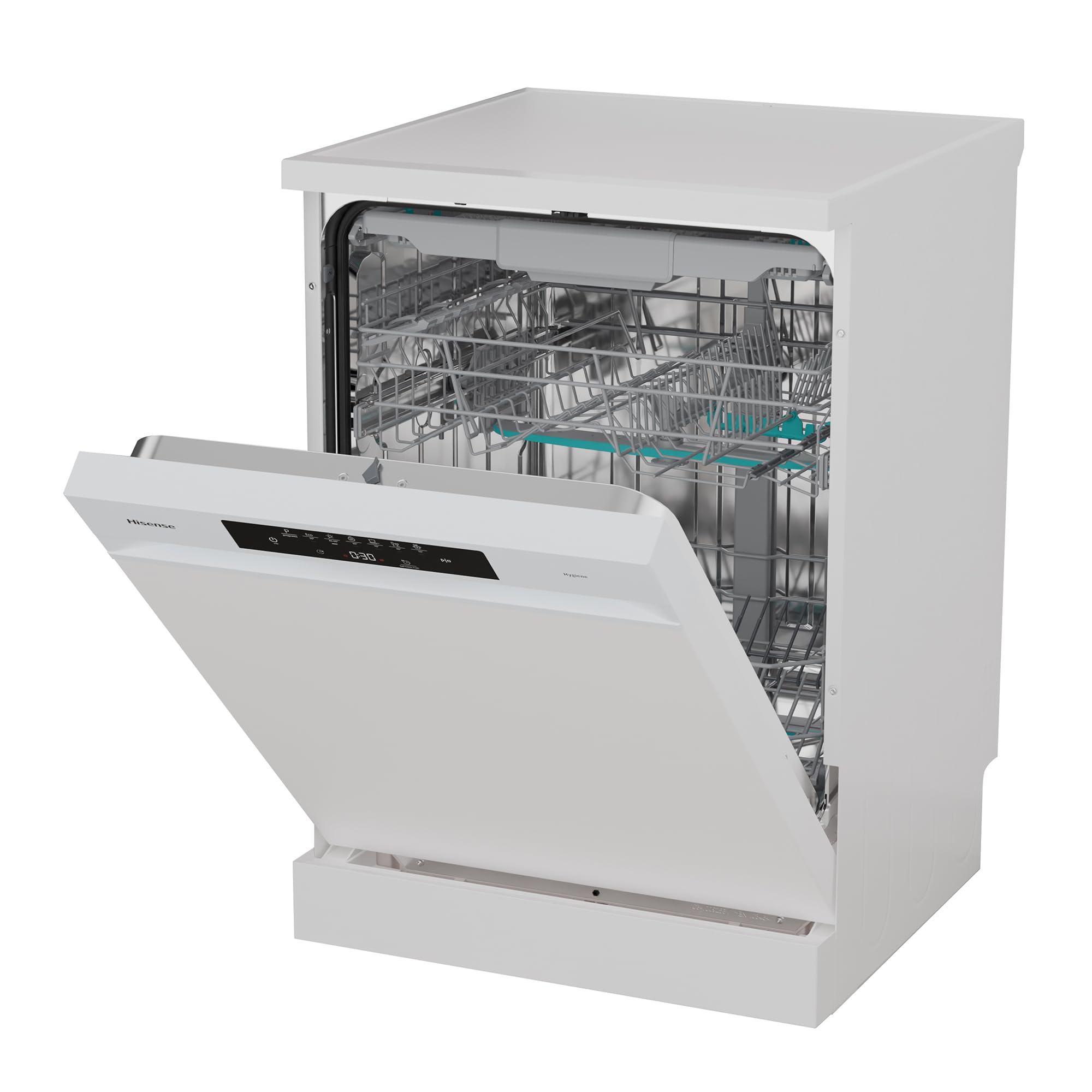 Hisense HS643B90W - Lavavajillas Clase B, 15 Servicios, Fondo 60cm, Secado Extra, Programa Automático, Tercera Bandeja, Programa Corto 1 hora, 15 Servicios, Aqua Protect System, Control Táctil, Blanco
