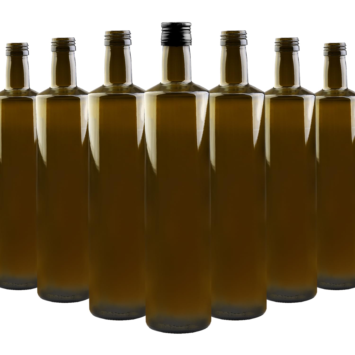 Szklana butelka 750 ml, oliwkowa zieleń – butelka na olej, ocet i wielofunkcyjna – pusta szklana butelka do kuchni, gastronomii (40 x czarne zamknięcie)