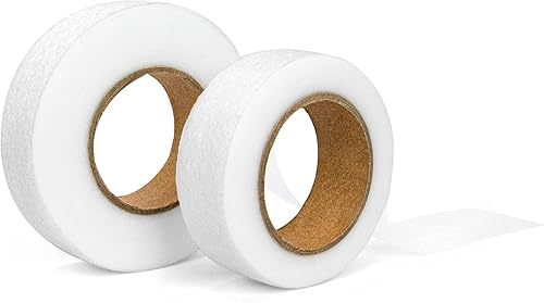oditton Cinta adhesiva para planchar en el dobladillo, cinta adhesiva de tela Outus, no requiere costura, 2 rollos, color blanco