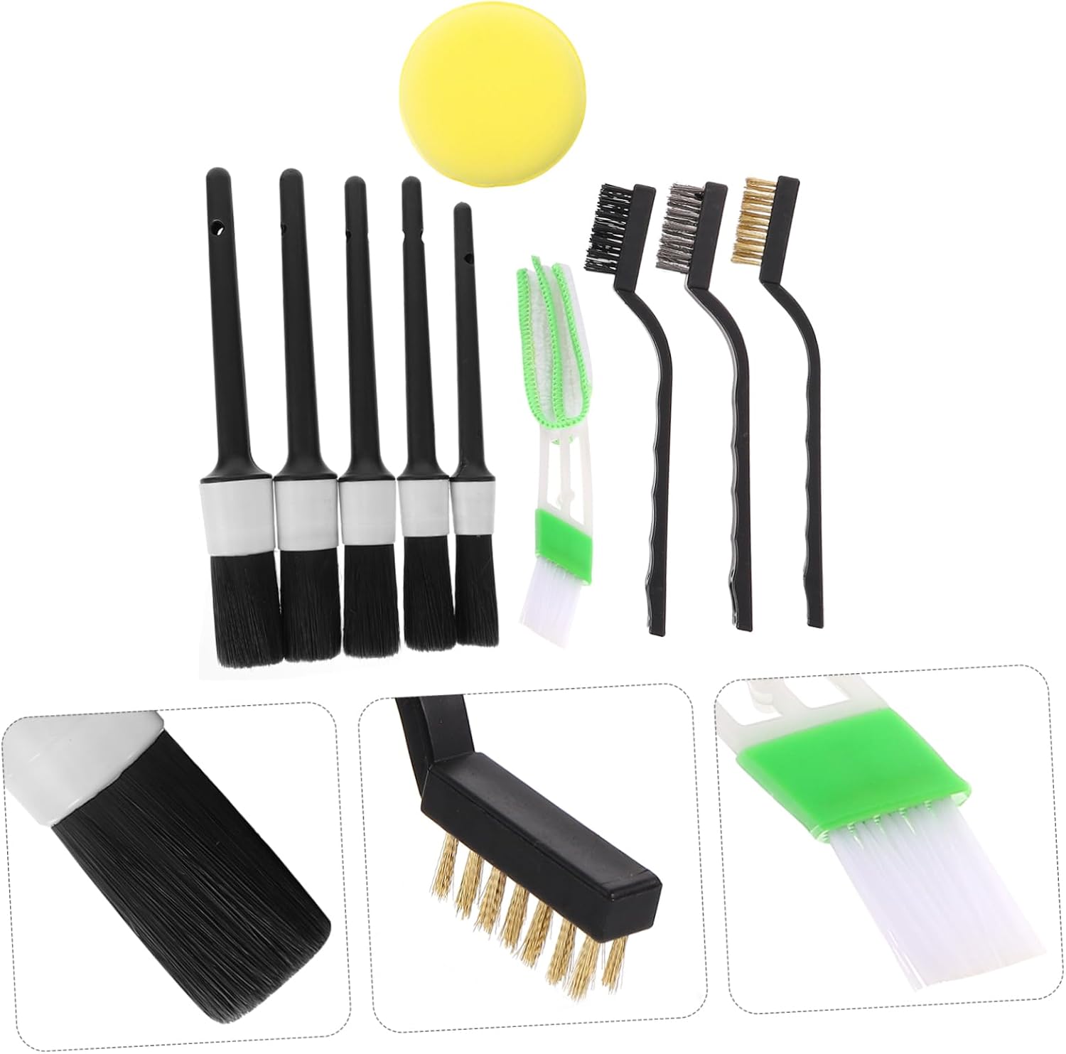 Zerodeko 1Set Car Detailing Brush Durable Auto Detailing Tools Kit with Stiff Bristles Safe for for Cleaning Tires Air Vents and Interiors