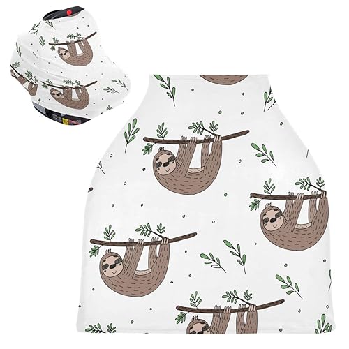 Miniatura 2 de Funda de lactancia, bufanda de lactancia, lindo Doodle Sloth fundas de asiento de coche para bebés bebés, funda para cochecito, toldo para asiento