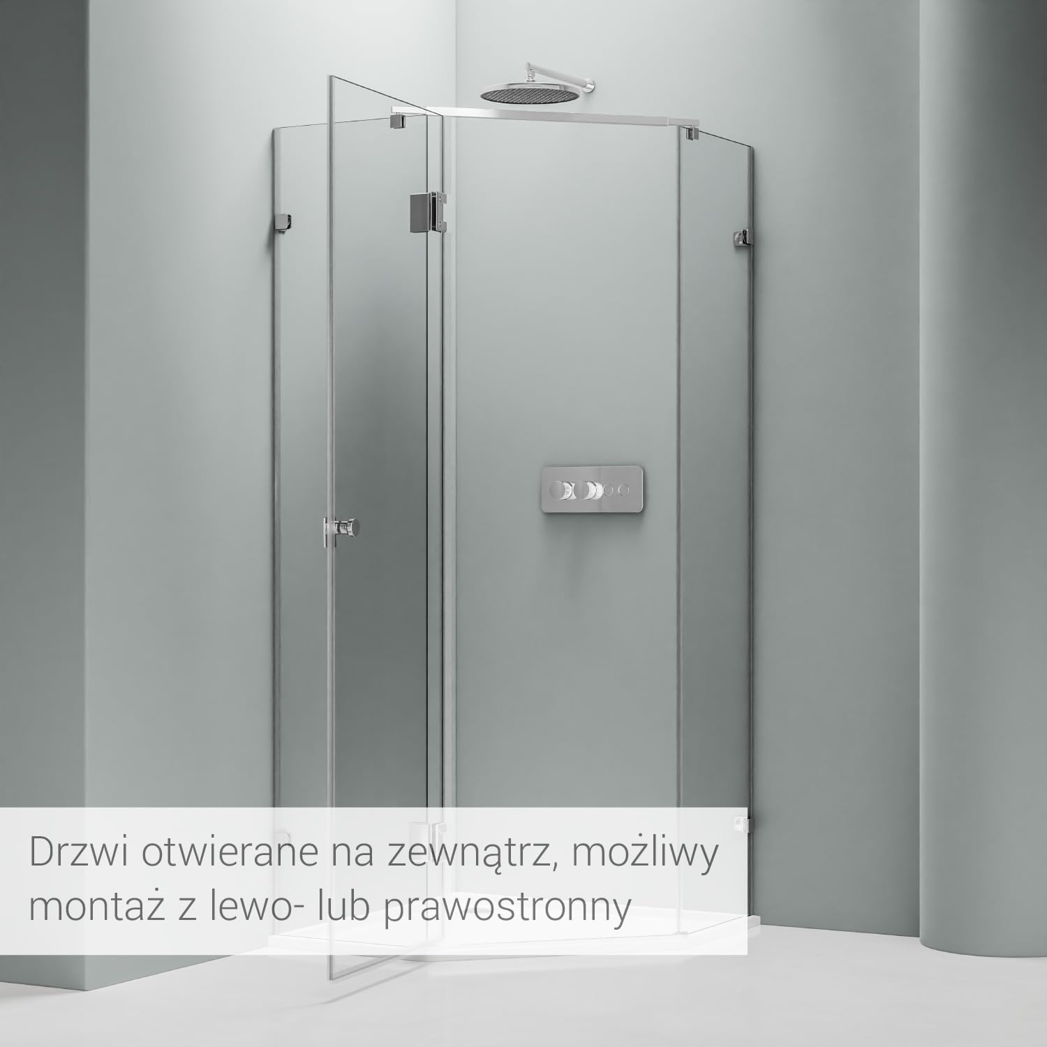 BERNSTEIN Kabina prysznicowa pięciokątna 4-punktowy system mocowania aluminiowa listwa przeciwprzepięciowa 8mm ESG NANO kabina prysznicowa z prawdziwego szkła EX415 - prysznic 80x80x195cm