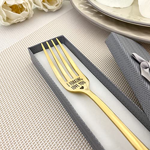 Dessertgabel Geschenk gabel mit eingravierter Nachricht Gabel Geburtstagsgeschenk in goldener Farbe individuelle Gravur