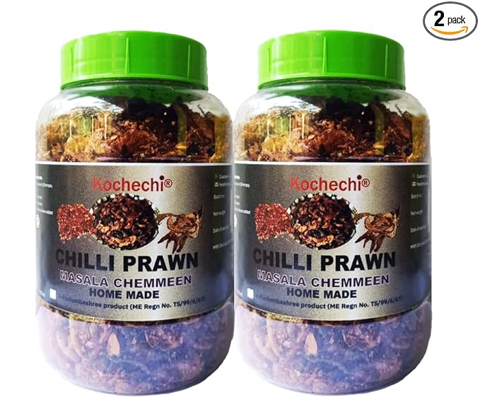 Kochechi Homemade Chili Prawns 280g Spicy Kerala Small Prawn Fry Pink Shrimps Masala Prawns Seafood No Added Flavour Chemmeen Fry A Kudumbashree Product | 140gx2