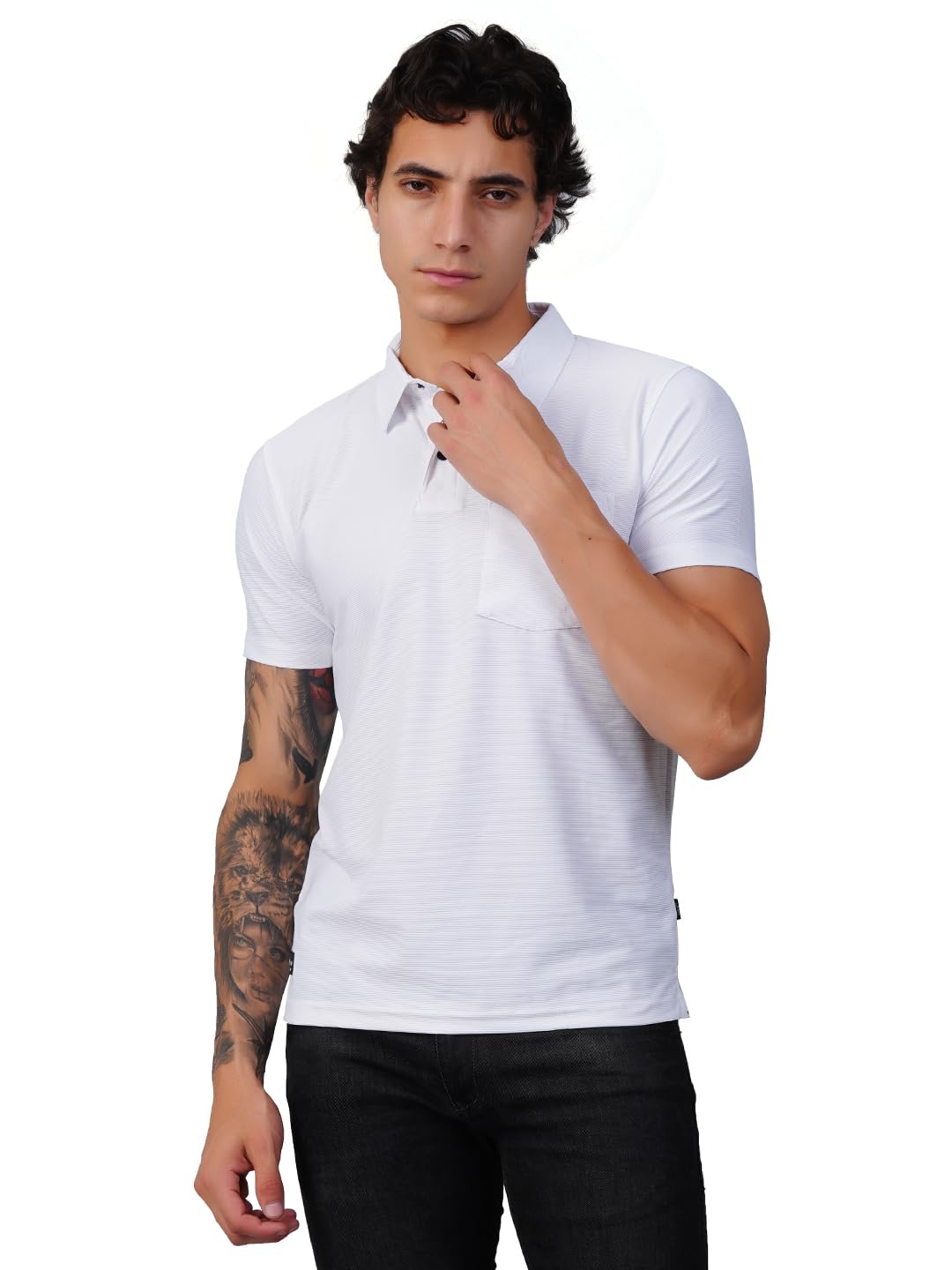Men's Cotton Blend Half Sleeve Regular Fit Solid Polo Neck Tshirt with Pocket | Casual Stylish T-Shirt for Man | Perfect for Travel & Outing | Super Soft, Breathable Material-image-11