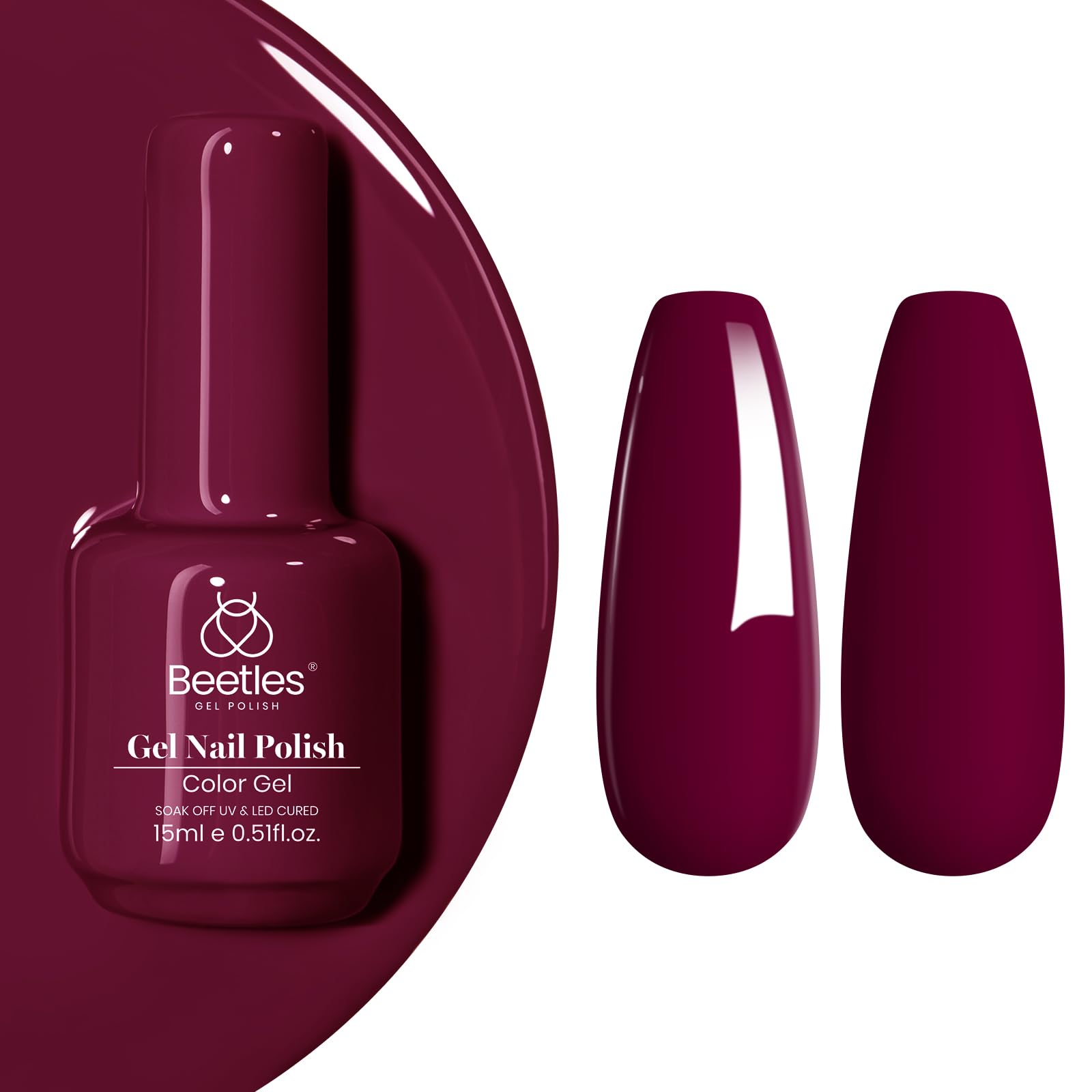 beetles Wine Red Gel Polish - Vanessa Wine 15ML/0.51Fl Oz | Burgundy Dark Red Gel Nail Polish - main product image