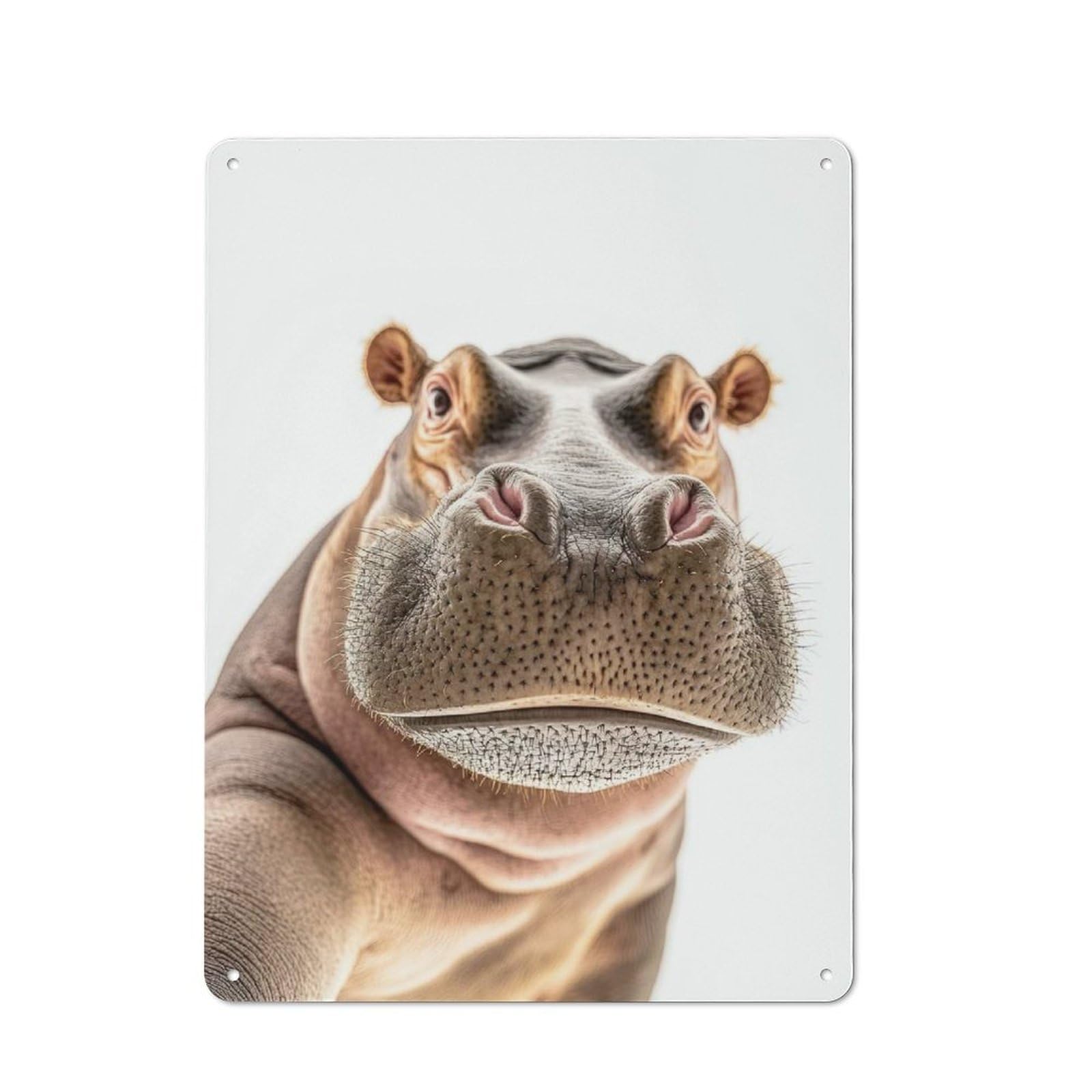 Junmoney Hippo Selfie Retro Tin Wall Sign 40X30cm Featuring Novelty Wall Art For Bedroom, Kitchen, Office Or Living Room