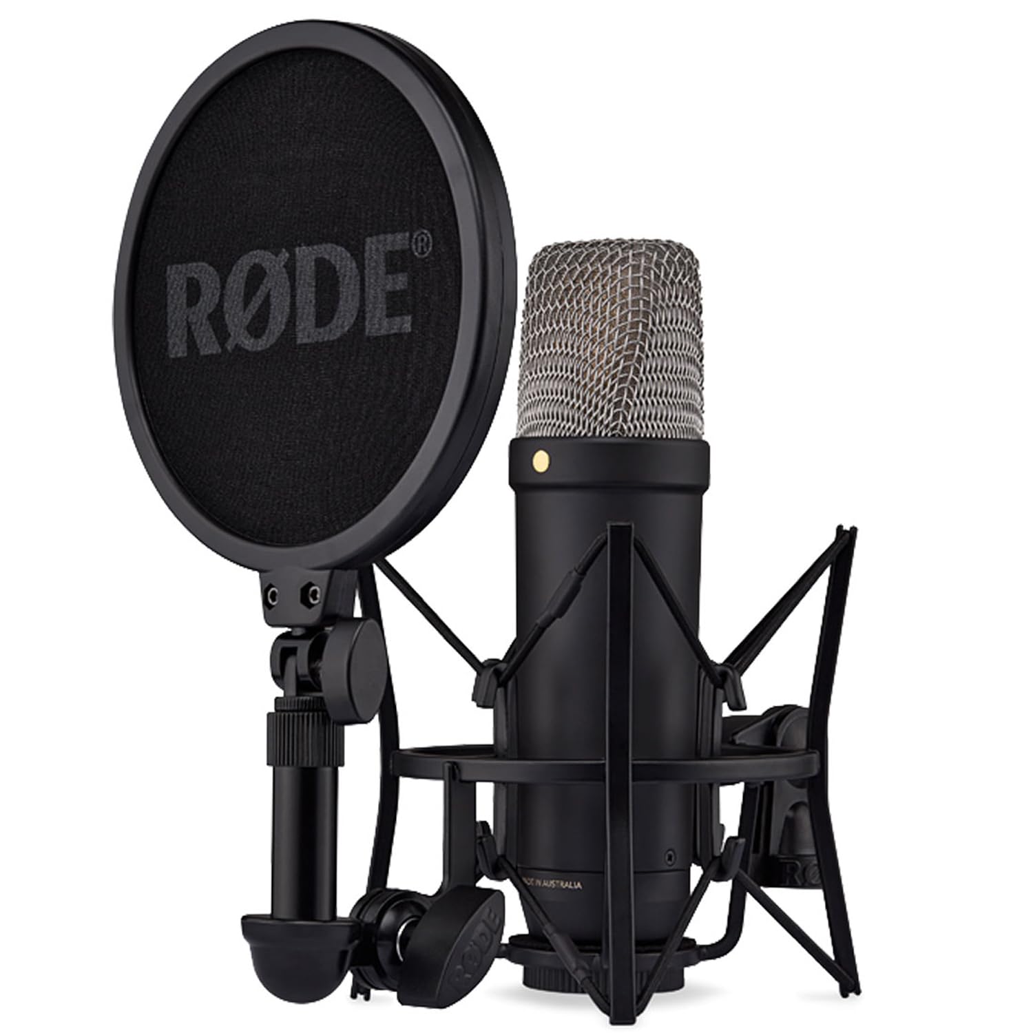 Rode NT1 5th Generation Studio-Mikrofon Schwarz mit keepdrum Einhand-Mikrofonständer MS124