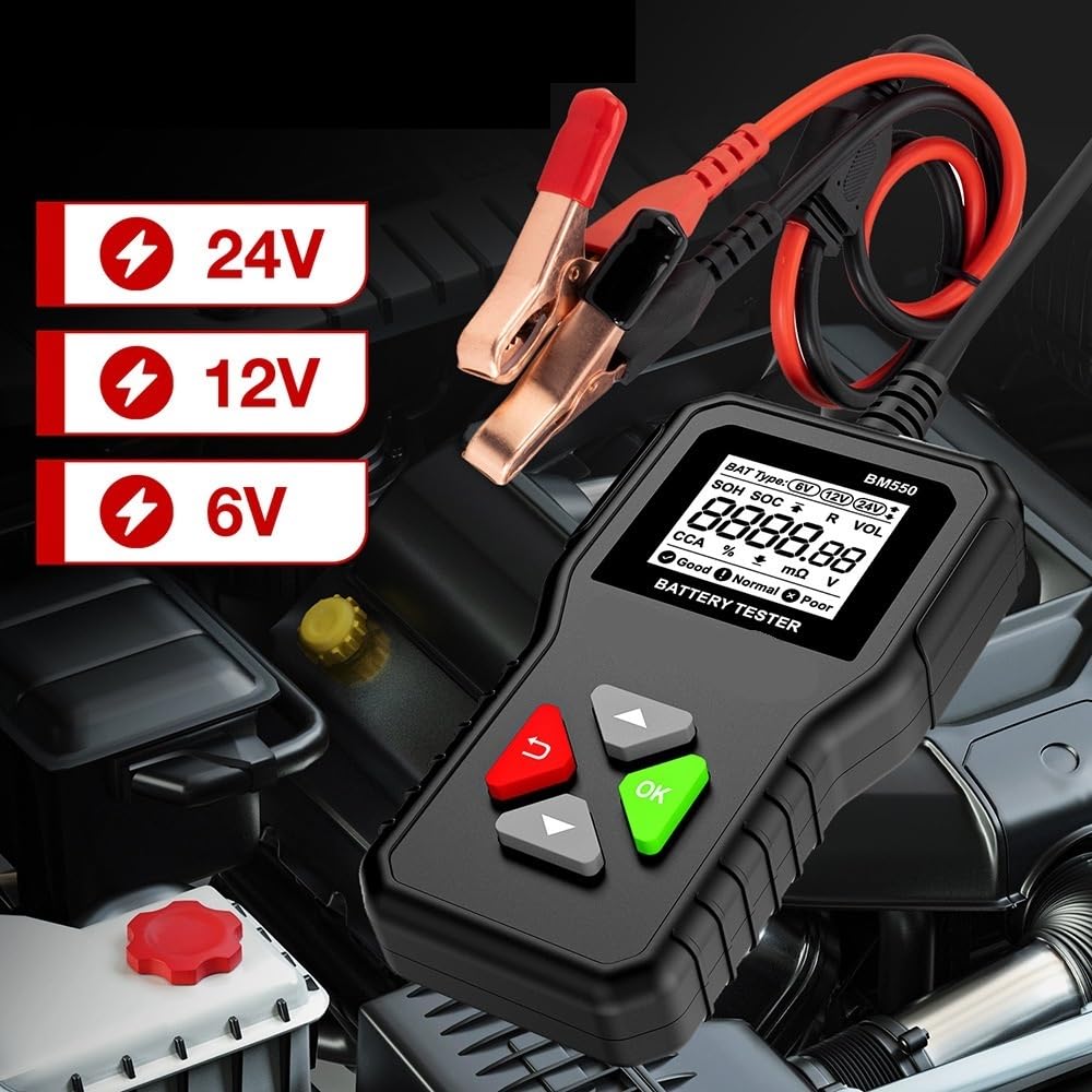Batterie-Belastungstester, BM550 Autobatterietester 6V 12V 24V 100-2000 CCA Batteriesystem erkennen Autobatterieanalysator Autobatteriewerkzeug PK KW208(BM550)