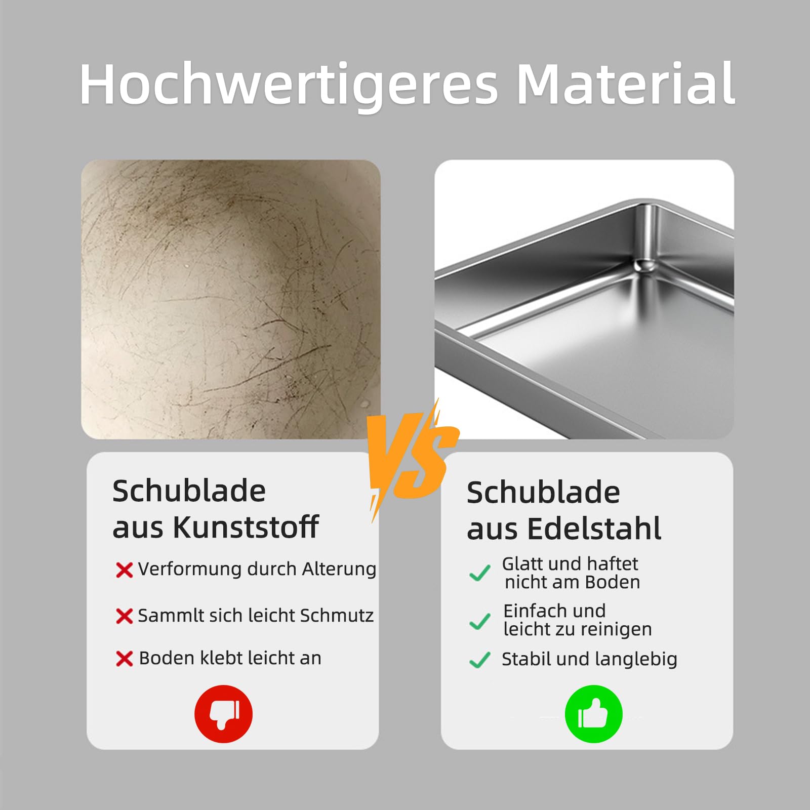 Klassisches Katzenklo 44,5×36,5×34,5 cm – PP Katzentoilette offen & geräumig, hygienisch & pflegeleicht, Gelb (Grau, 41 * 51 * 38cm)