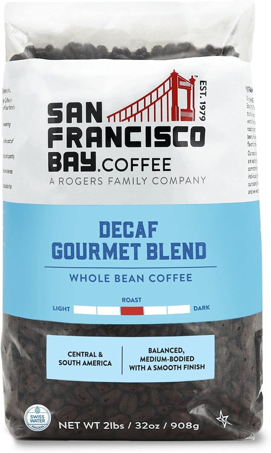 San Francisco Bay Decaf Gourmet Blend Whole Bean Coffee – 2lb Bag