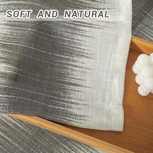 Image of MYSKY HOME Bedroom Curtains Linen Textured Sheer Panels, Curtains 63 Inch Length Light Filtering Lines Back Tab Semi Sheer Window Treatment Farmhouse Style Drapes for Bedroom, 50 inchx63 inch, Khaki, 2 PCs