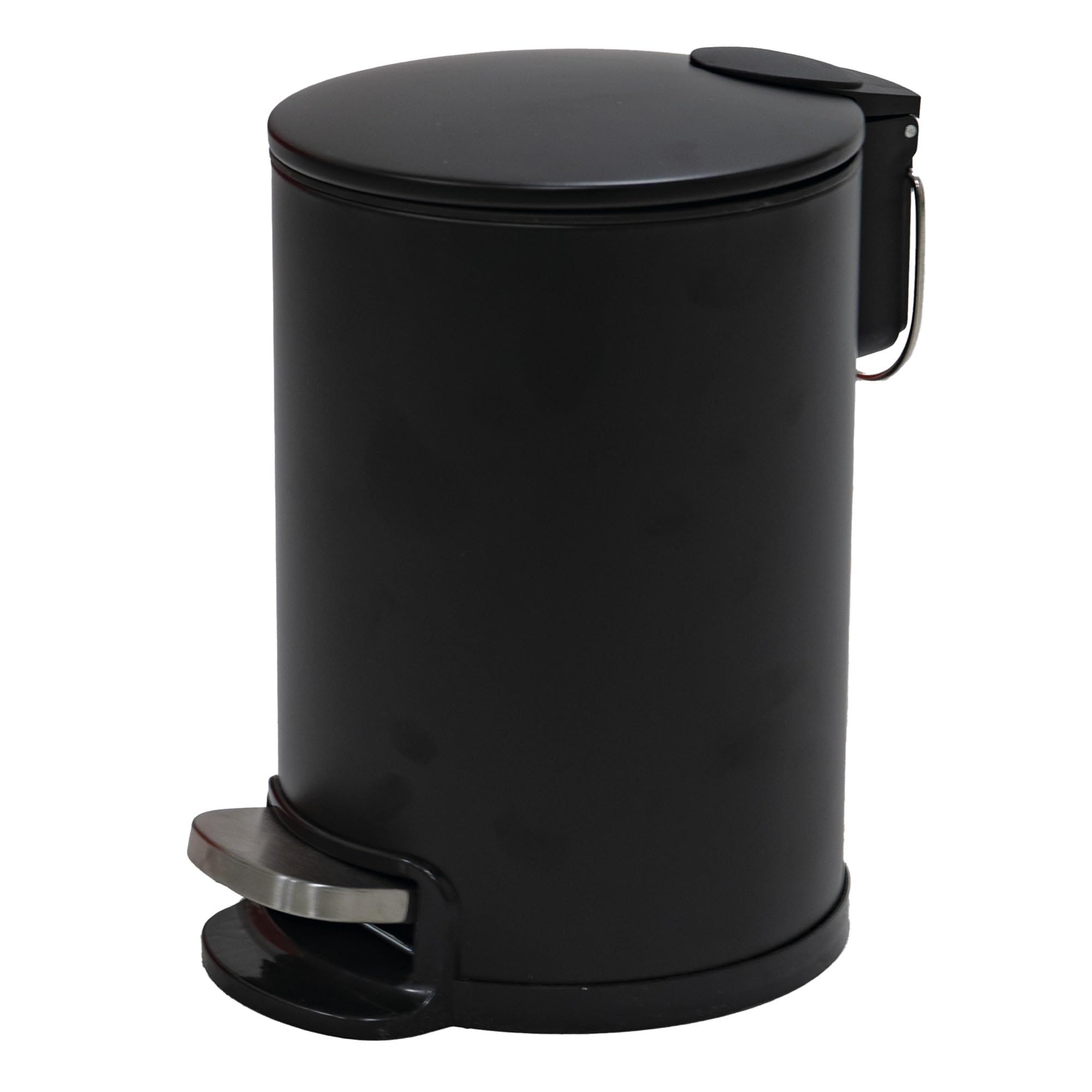 Amig - 3L Bathroom Pedal Bin Mod. Tacto - Black - Hands-Free Hygienic Opening - Ø16.8 x 25.5 cm - Lacquered Stainless Steel - Round Bin with Removable Inner Bucket