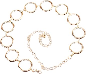 LABANCA Womens Metal Chain Dress Belt Hollow Out Leaf Bead Pendant Sweater Belt Decorated Skinny Waist Belt