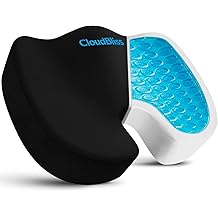 CloudBliss Gel Seat Cushion - Cooling Gel Enhanced Memory Foam Ergonomic Seat Cushion for Long Sitting for Office, Game, Car, Automotive, Airplane (Large, Black)