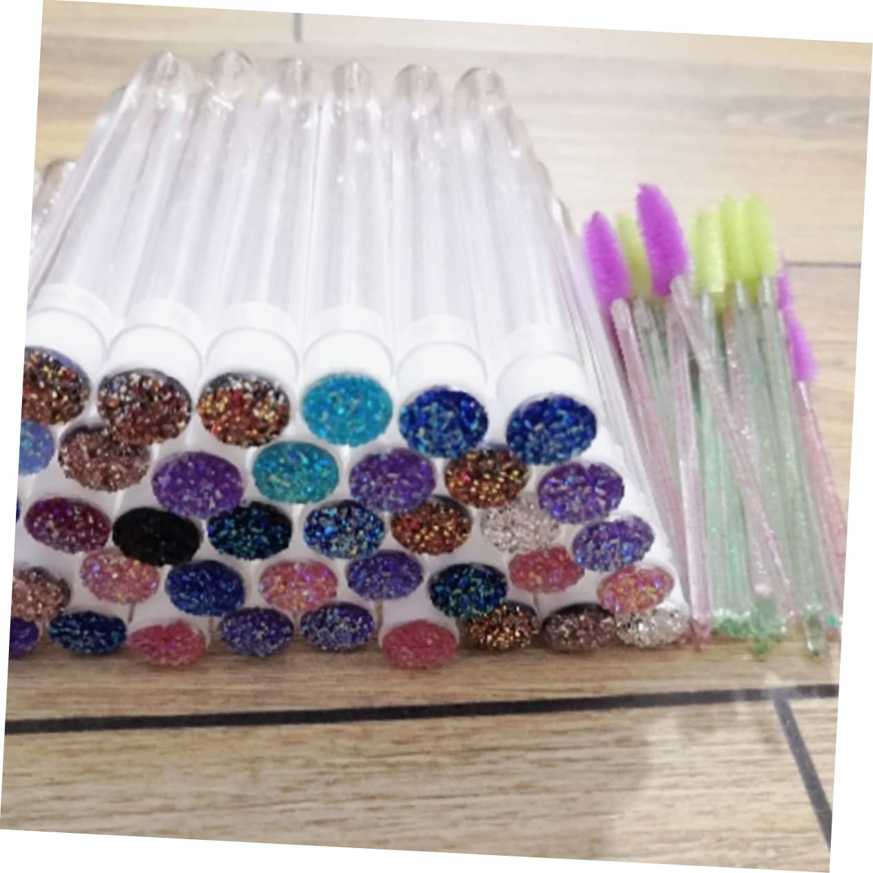MUSISALY 10pcs Makeup Brush Holder Lash Brush Tube for Eyelash Curler Rhinestone Packaging Home Beauty Tool Random Color