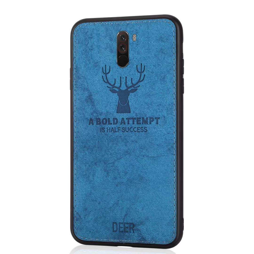 FancyArt Mobile Back Cover for Poco F1 Case Soft Silicone Hard Fabric Deer Slim Protective Back Cover Case for Poco F1 - Blue