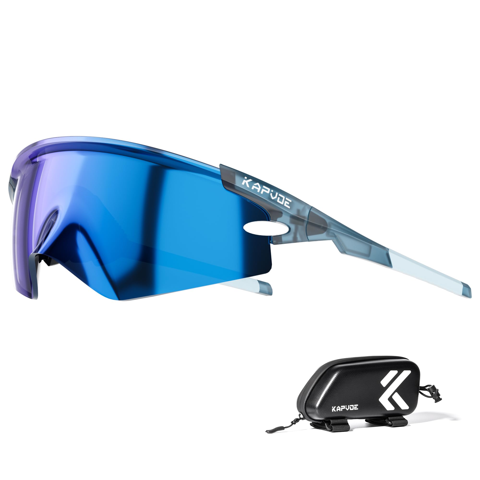 KAPVOE K410 Cycling Glasses for Men Women, Adjustable Temples, UV400, TR90 Frame, with Bike Bag – Sports Sunglasses for Cycling, Running, MTB, Outdoor