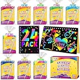 Party Favors for Kids 4-8-12: 24 Pack Scratch Rainbow Art Crafts Notebook, Coloring Book Goodie Bags Stuffers Kit, Bulk Birthday Gift Classroom Prizes Girl Boy Toddler