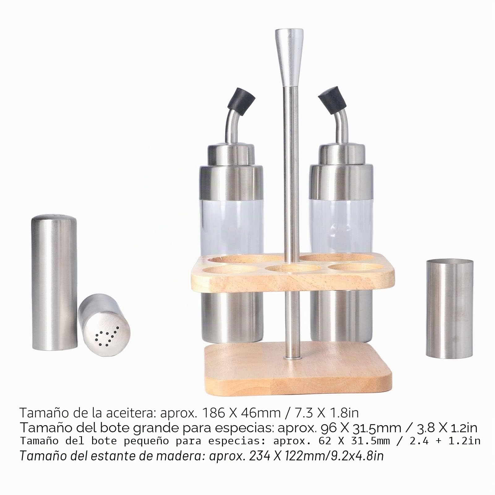 Juego De Dispensador De Aceite, Vinagre, Sal Y Pimienta, Dispensador De Aceite De Oliva, Salero Y Pimentero De Acero Inoxidable, Juego De Botellas De Condimento, Mesa De Cocina, Soporte Para Botella D