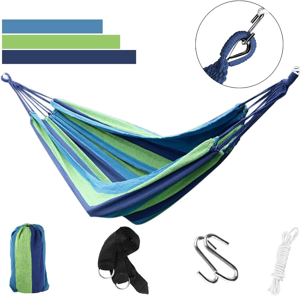 Single/Double Hammock Portable Swing Hanging Bed for Backyard, Park, Outdoor and Indoor Use, Free Carrying Bag Included Blue 200cm x 100cm Combo C (id: 396 d6b 86e 31a 668