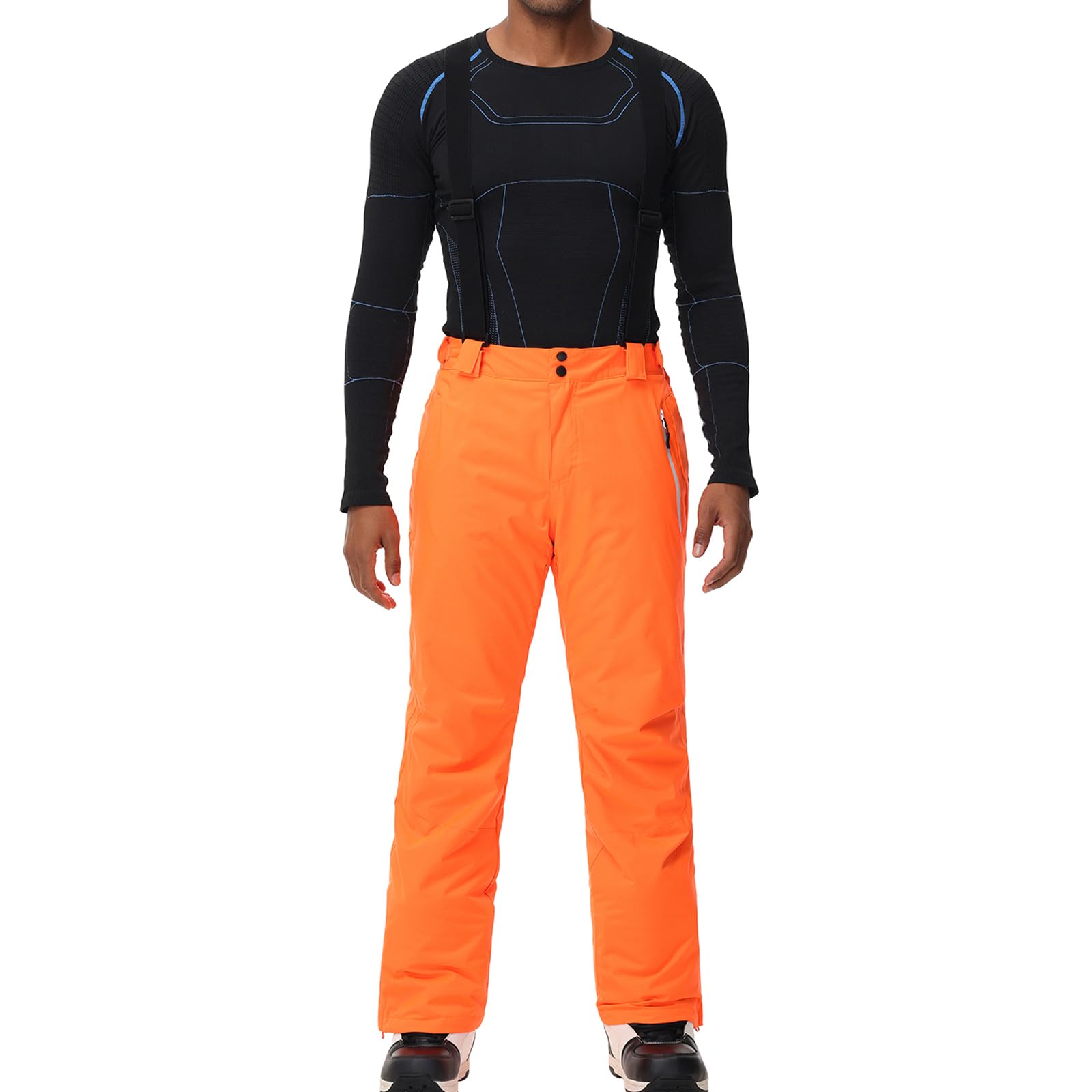 ALSOGO Pantalon de ski pour homme - Imperméable - Coupe-vent - Pantalon de neige - Pantalon de snowboard - Avec bretelles amovibles
