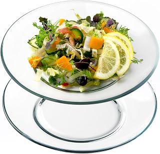 NUTRIUPS 2 Pack 9 inch Tempered Glass Dinner Plates, Clear Salad Plates Dishwasher and Microwave Safe
