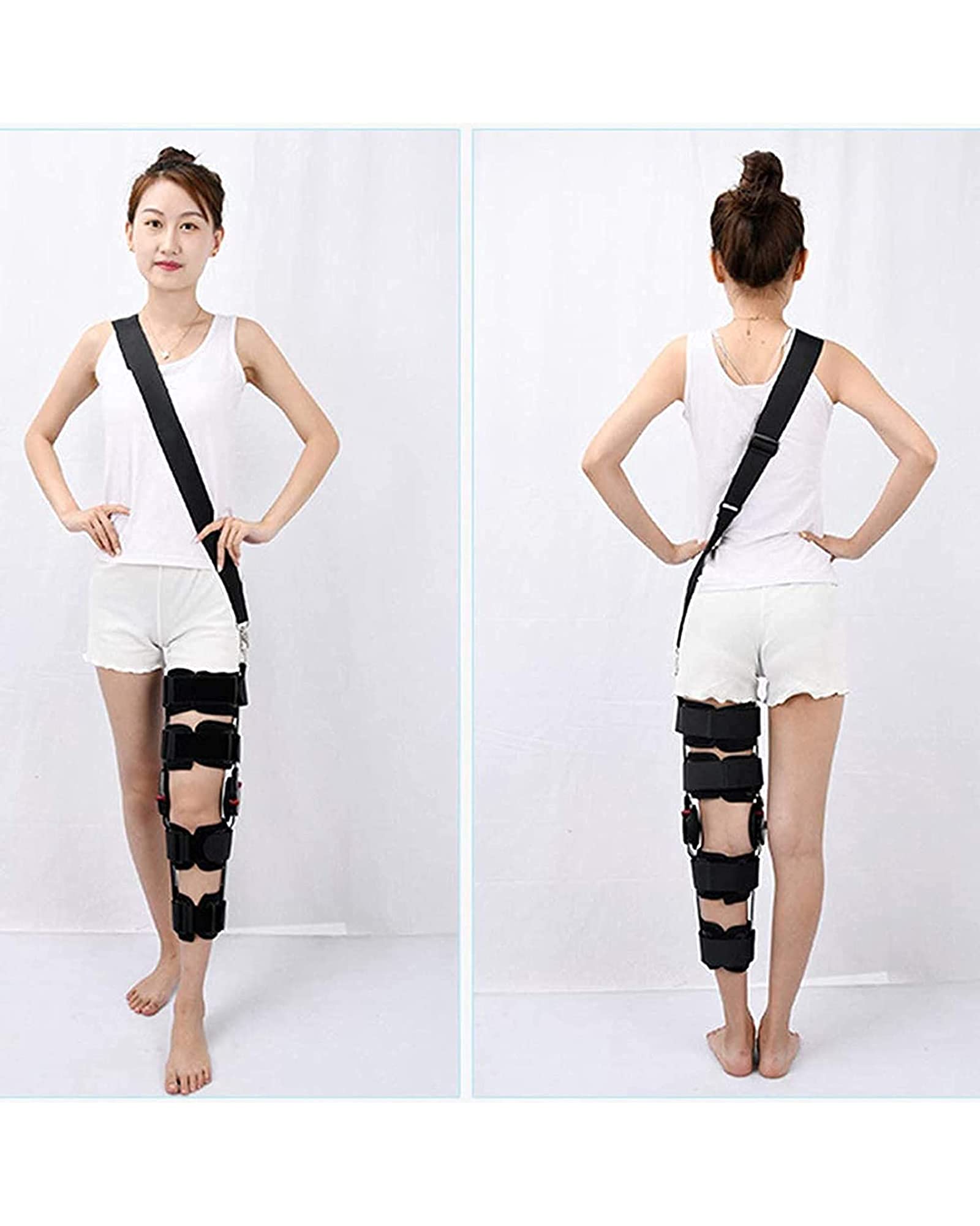 Rodillera ortopédica con bisagras, ortesis de Rodilla Ajustable, Protector de Lesiones postoperatorias para Artritis, Soporte de fijación de Rodilla, estabilizador de Pierna