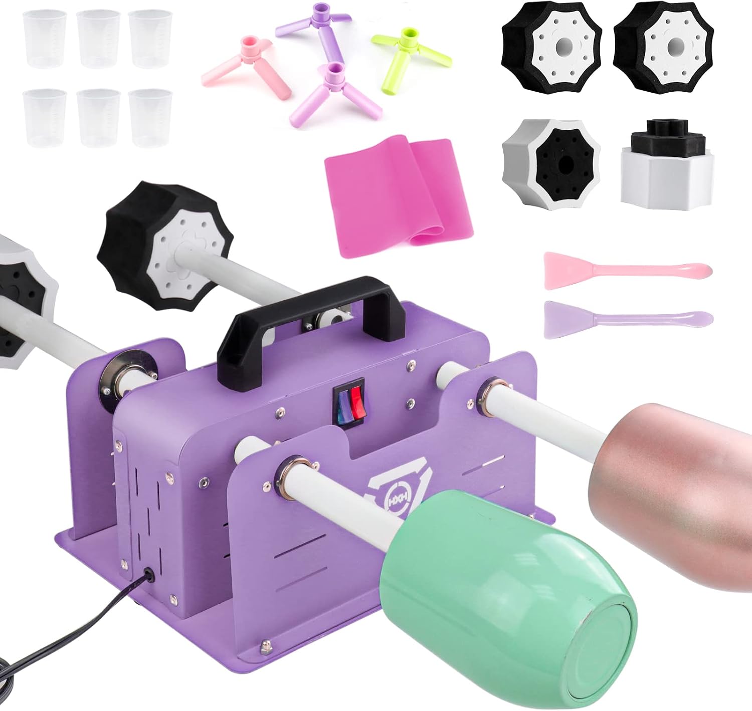 Multi Cup Turner for Tumblers,4X Cup Spinner for Tumblers with 4 ON/Off Switch for Epoxy Resin Tumblers Creating Craft…