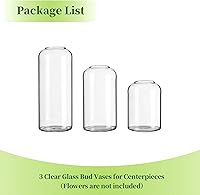 Vista 6 de Jarrones de botones de vidrio para flores - Hewory Juego de 3 jarrones pequeños modernos de vidrio soplado para centros de mesa, mini jarrones
