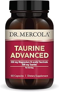 Dr. Mercola Taurine Advanced, 500 mg Taurine Per Serving, Dietary Supplement, Supports Muscle Function, Non-GMO - 30 Servings (60 Capsules)