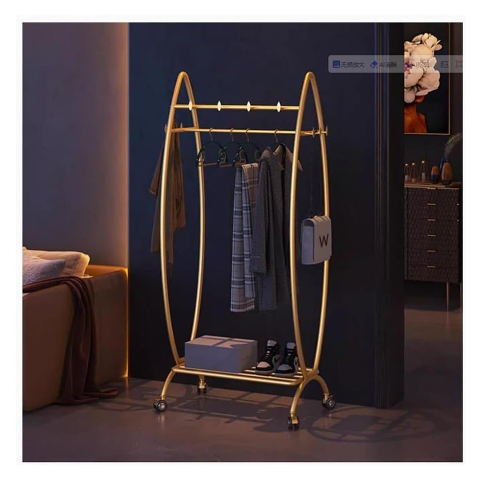 FGXHHS Heavy Duty Clothes Rack with Shelves, 3-in-1 Entryway Organizer for Easy Movement and Hanging in Boutique, Retail, or Home Use