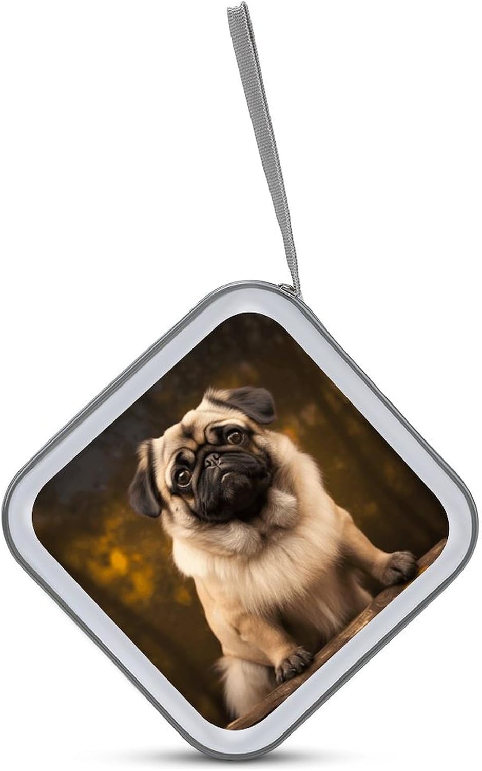 Pug Dog CD Case 40 Capacity DVD Cases for Car Portable CD Boxes Holder with Zipper Protective DVD Box with Handle for Blu Ray Movie Music Audio Disk image 3