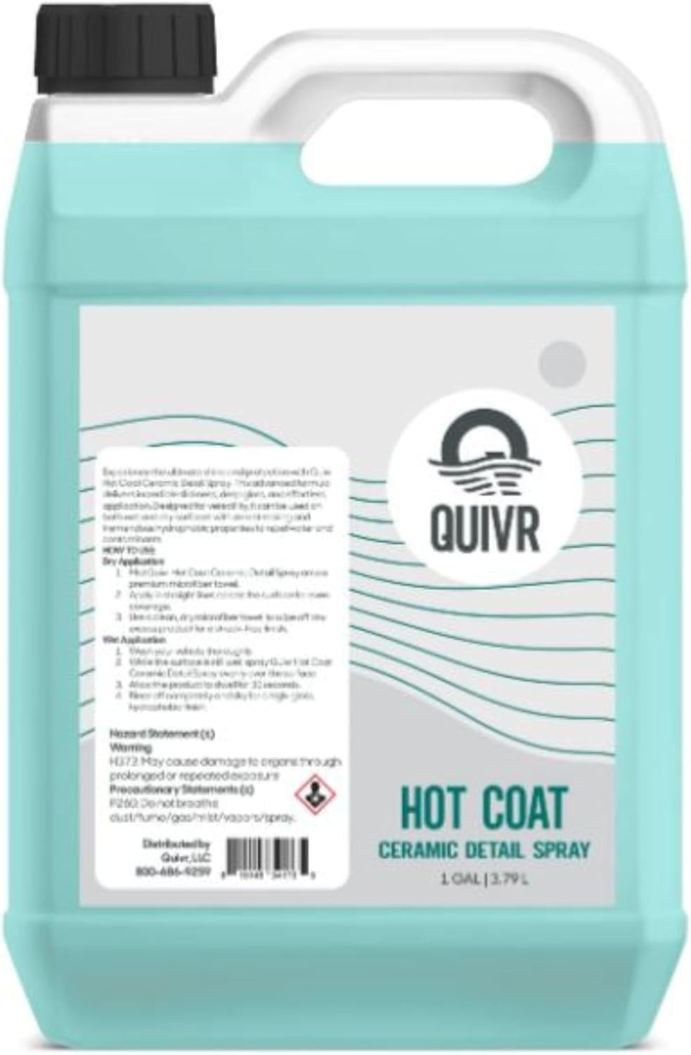 QUIVR Hot Coat Ceramic Detailer 128 oz. Advanced Ceramic-Infused Quick Detail Spray Hydrophobic, UV Resistant Protection & Mirror-Like Gloss Easy Application Wet or Dry Surfaces, No Streaks or Smears