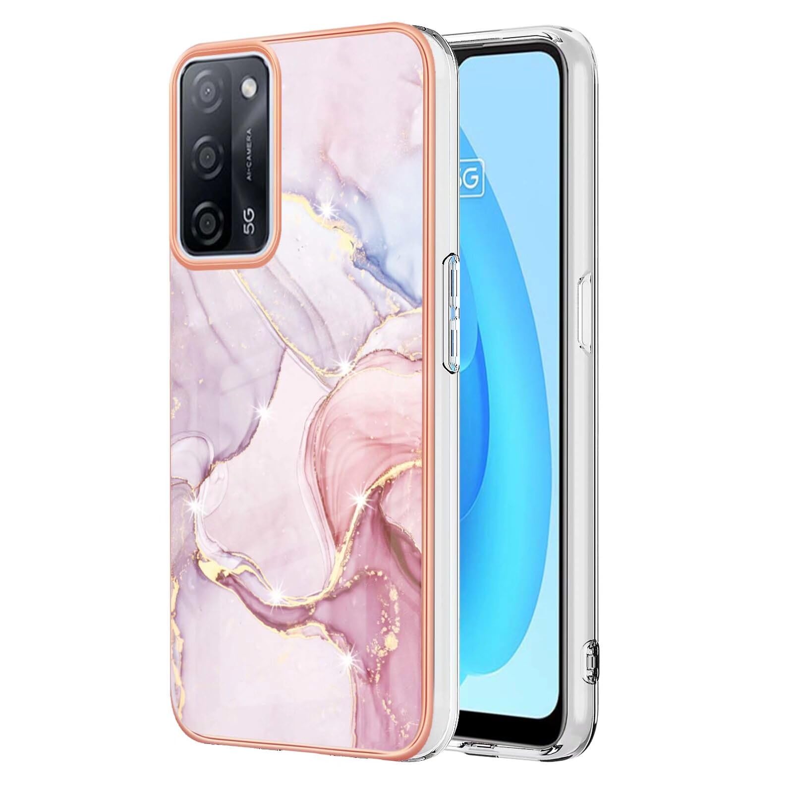 GOGME Cover per Oppo A16 / A16s / A54s - Custodia in TPU Gradient Color Case Cover, angoli rinforzati, custodia protettiva trasparente antiurto morbida in silicone antiurto (rosa/verde