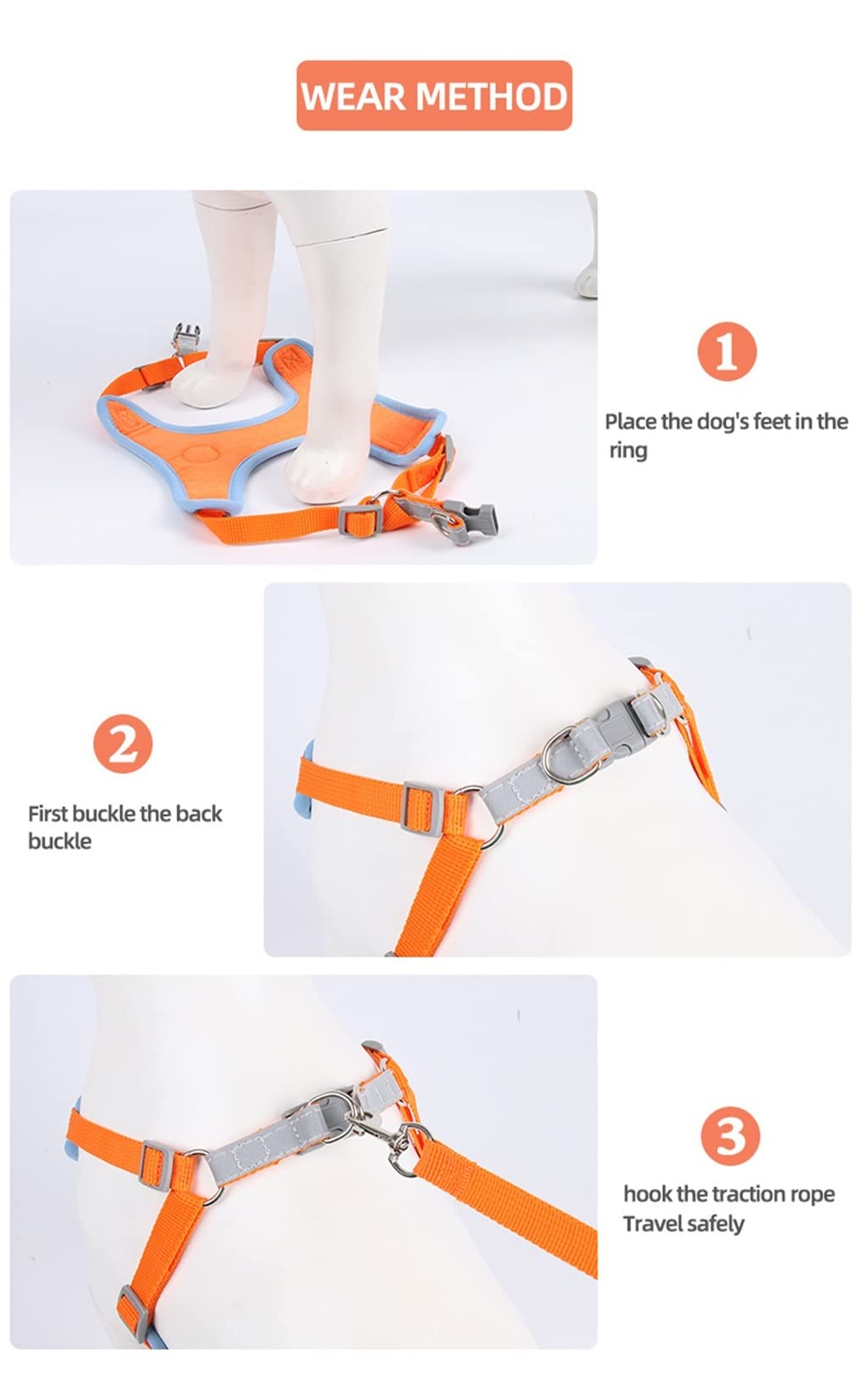 Pet Chest Strap Dog Harness Reflective and Breathable Small Dog Traction Vest Harness Rope Outdoor Dog Walking Leash (C X)
