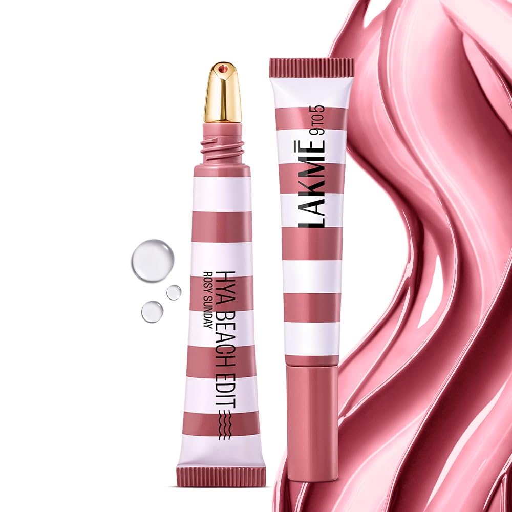 Lakme 9to5 Hya Beach Edit Lip Gloss Stain -2 Rosy Sunday, Long Lasting Stain, For Soft and Nourished Lips, with Linoleic Acid & Hyaluronic Acid, SPF 15, Non-Sticky and Lightweight, 10 ml-image-25