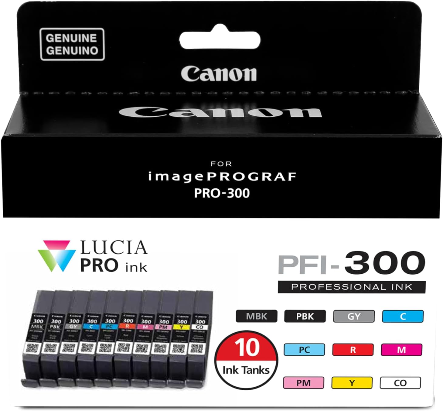 PFI-300 Lucia PRO Ink, 10 Ink Tanks, Compatible to imagePROGRAF PRO-300 Printer, Multi, Standard (4192C007)