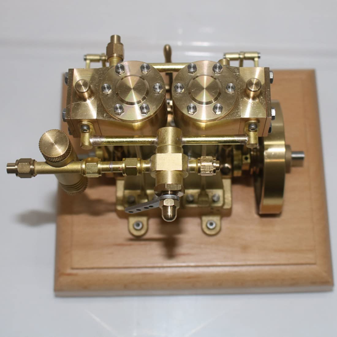 PizazzToy Dampfmaschine Bausatz Erwachsene, 3.7CC Mini-Retro-Vertikal-Doppelzylinder-Hubkolben-Doppelwirkungs-Dampfmaschinenmodell (Kessel nicht enthalten)