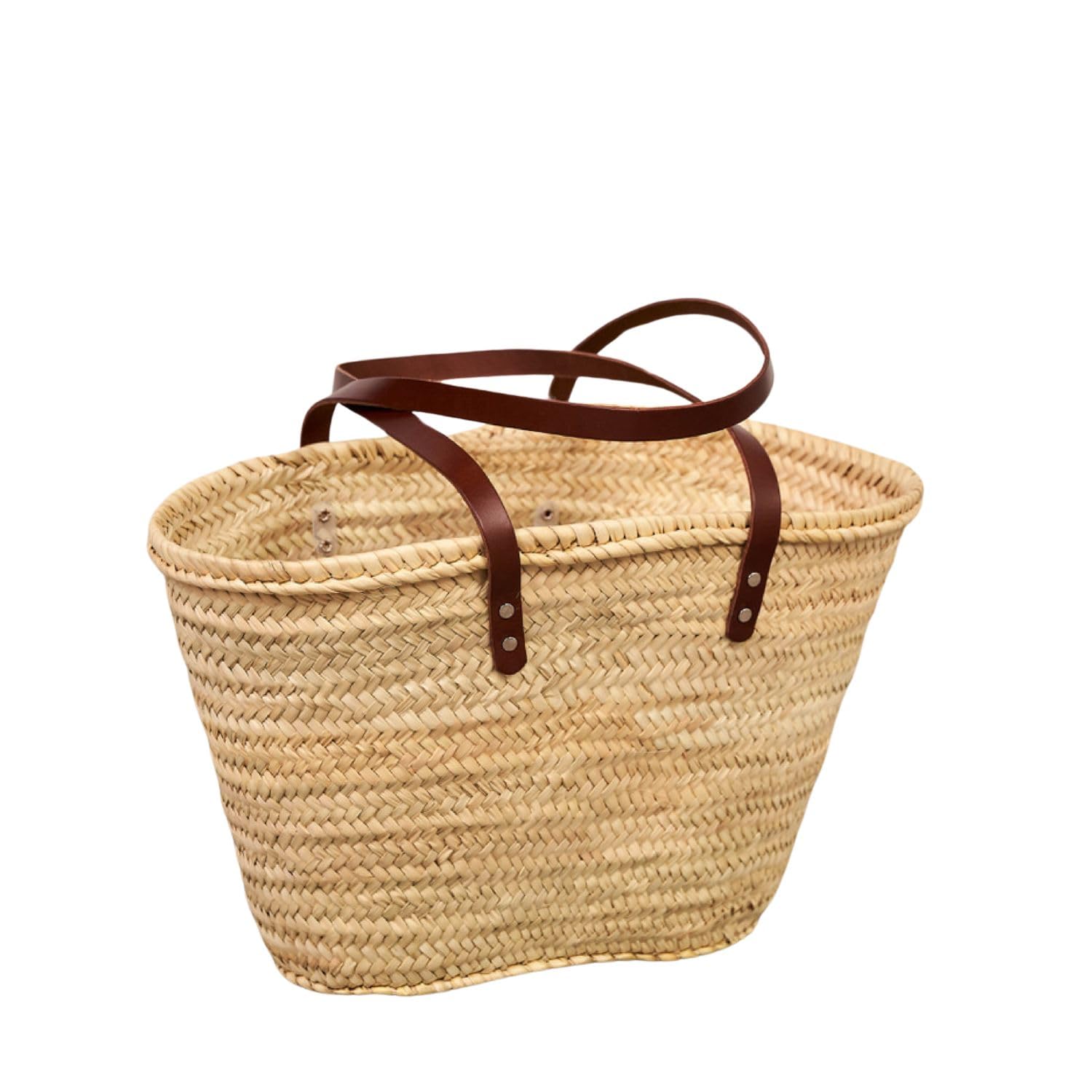 Cesteria Aparici Cesteria Aparici Capazo de palma con asas vaquetilla y bandolera marrón oscuro Bolso de palma Capazo Natural (45x25x27)