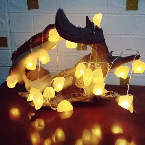 Fantasee Cadena de luz de sal del Himalaya, natural, tallada a mano, liberación de iones negativos para dormitorio, sala de estar, oficina,